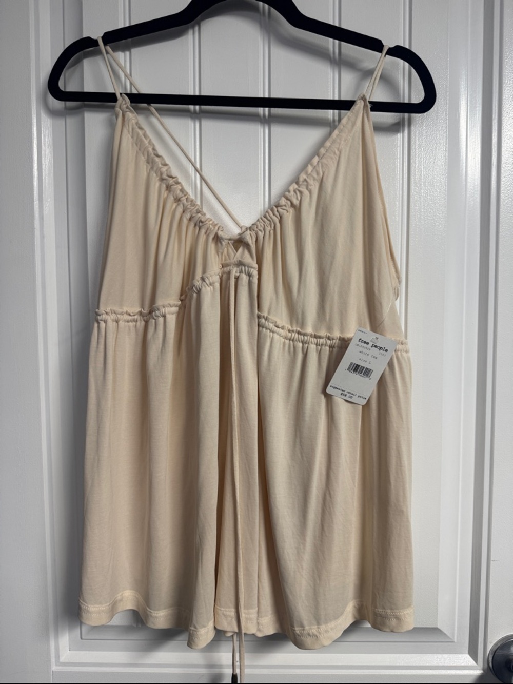 Free People Cream Spaghetti Strap V-Neck Camisole
